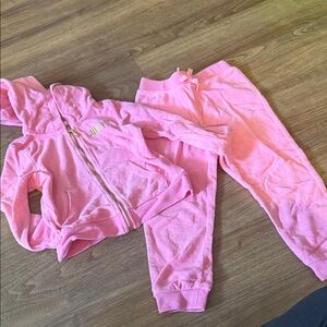Juicy Couture Pink Hoodie and Jogger terry cloth Set